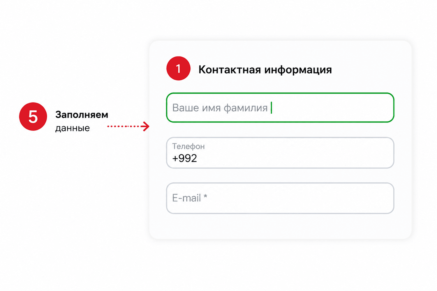Шаг 5 &mdash; заполняем контактные данные