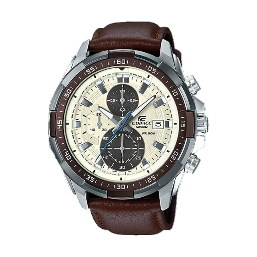Мужские часы Casio Edifice сапфировое стекло с коричневым браслетом ...